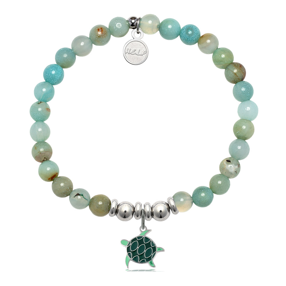 HELP by TJ Turtle Enamel Charm with Multi Amazonite Charity Bracelet
