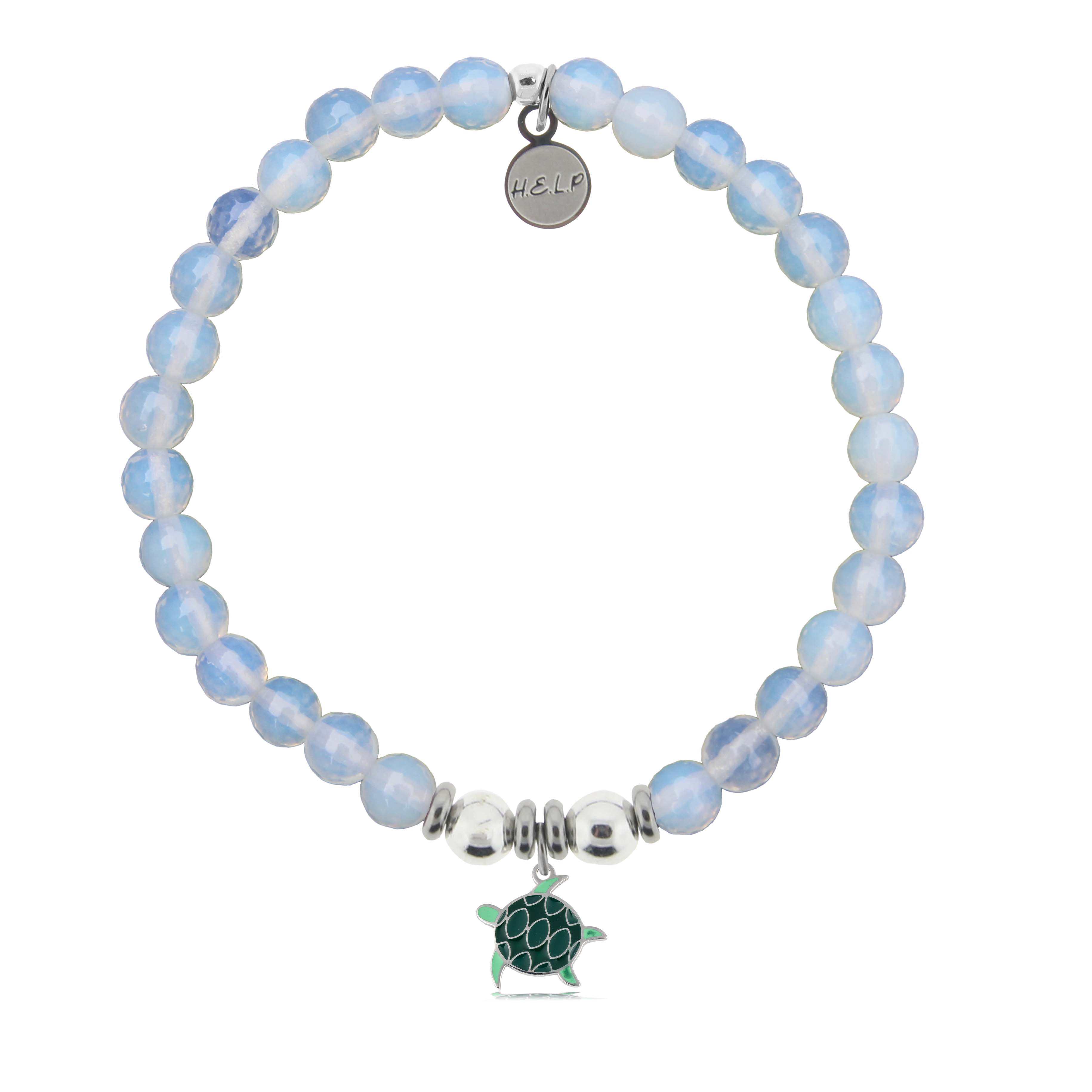 HELP by TJ Turtle Enamel Charm with Opalite Charity Bracelet