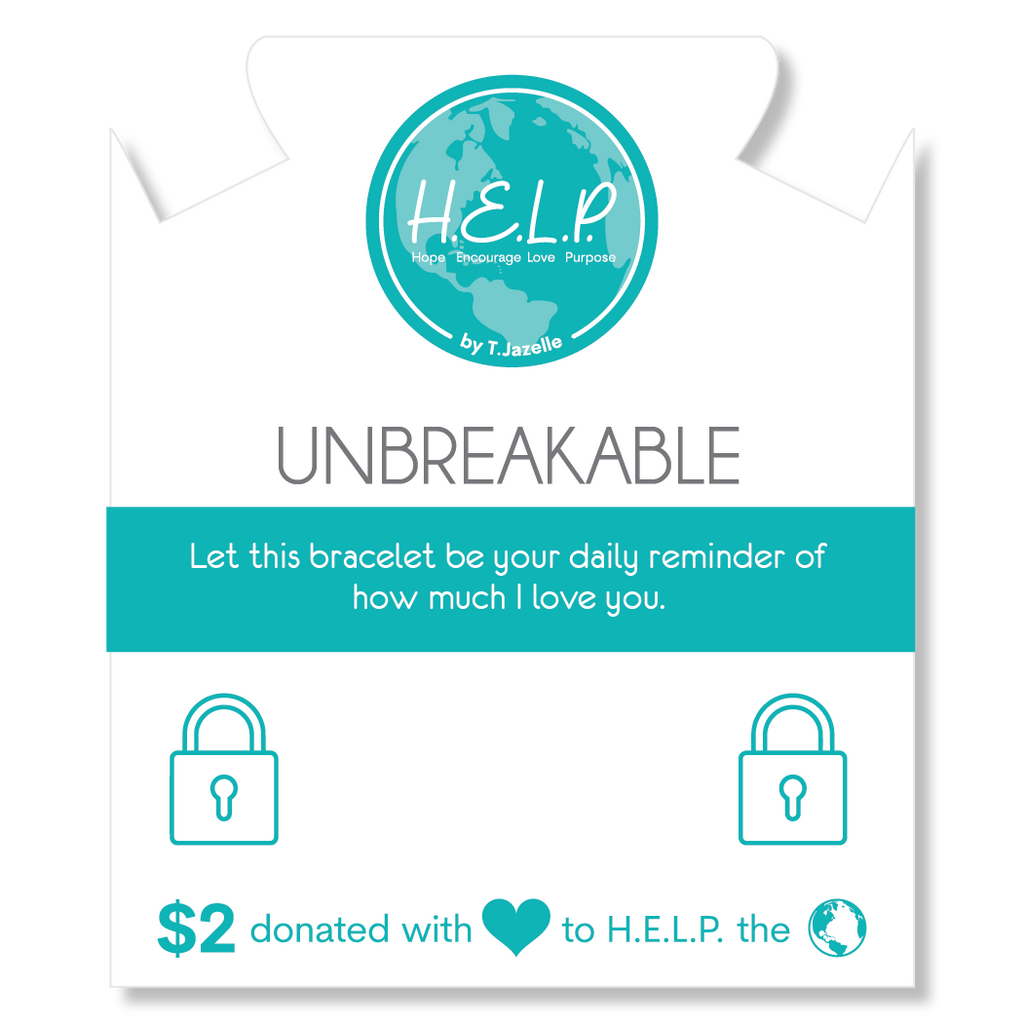 HELP by TJ Unbreakable Charm with Aqua Cats Eye Charity Bracelet