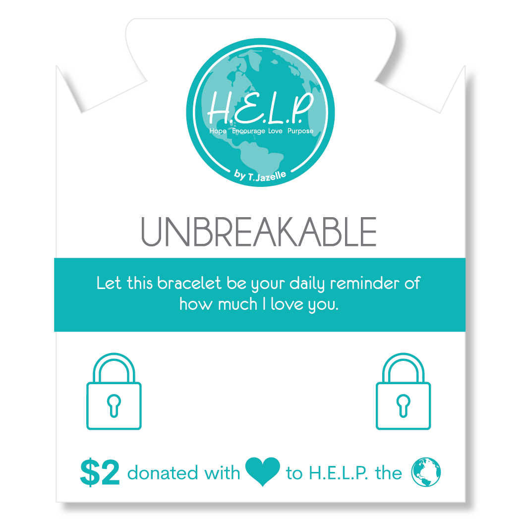 HELP by TJ Unbreakable Charm with Azure Blue Jade Charity Bracelet