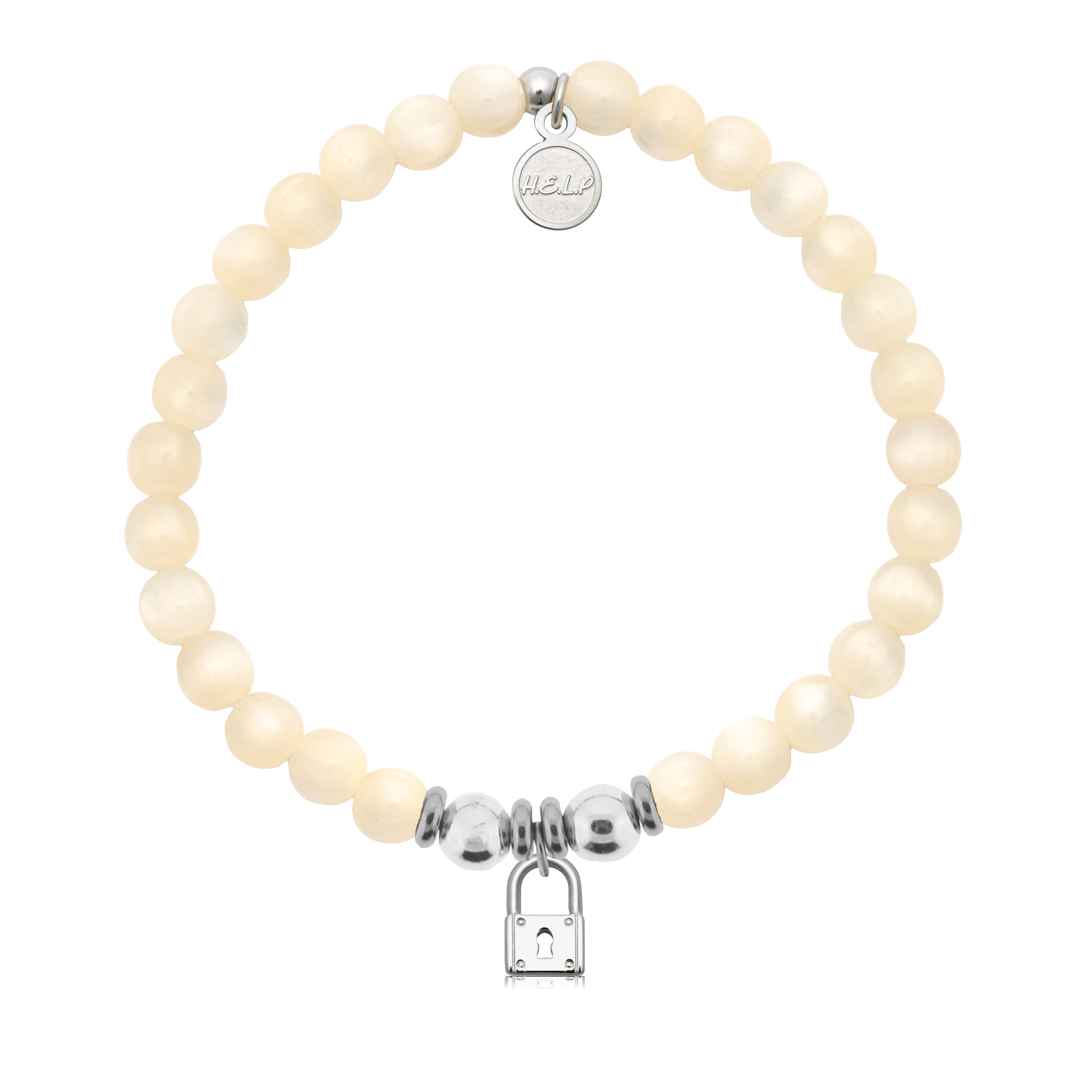 HELP by TJ Unbreakable Charm with Natural Selenite Charity Bracelet