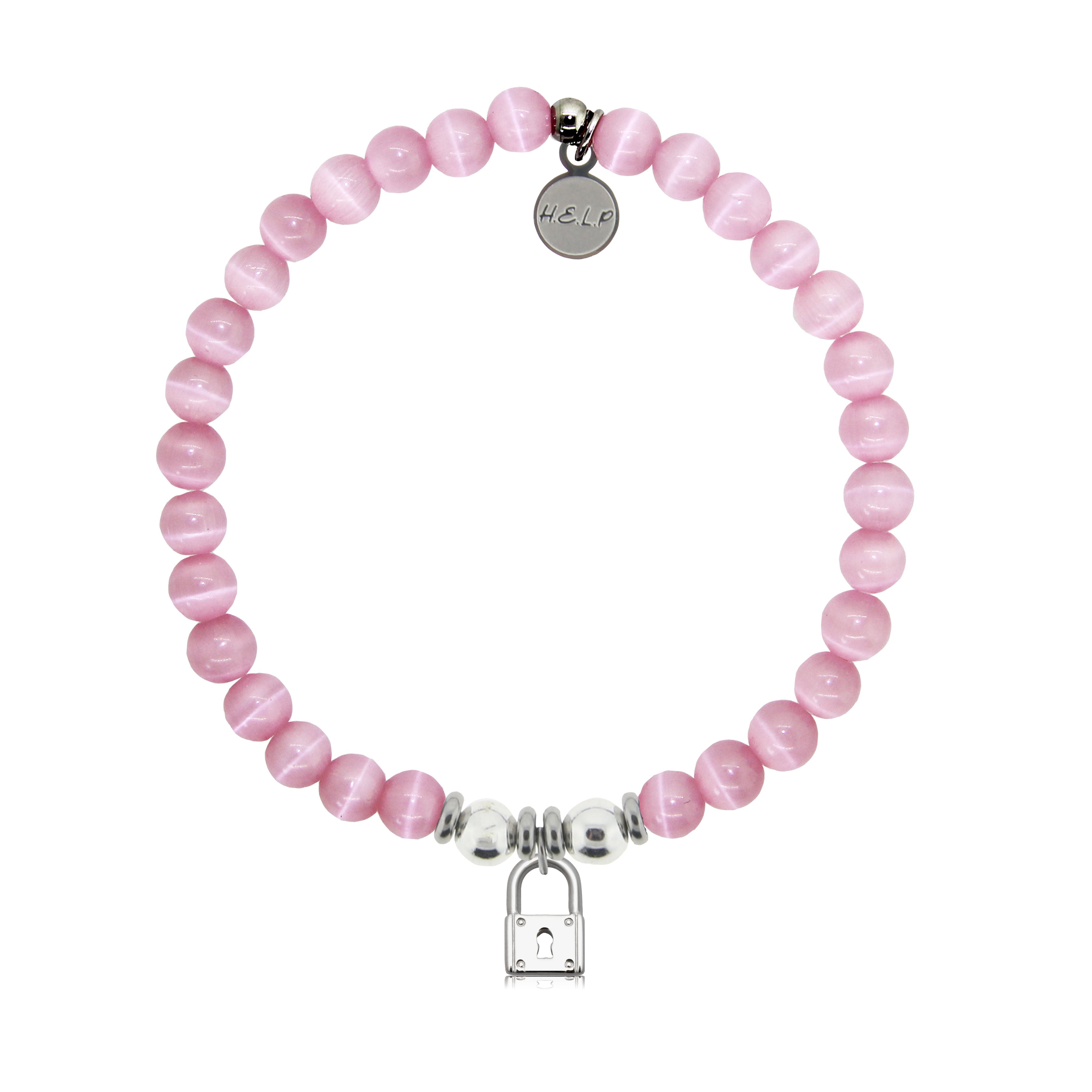 HELP by TJ Unbreakable Charm with Pink Cats Eye Charity Bracelet