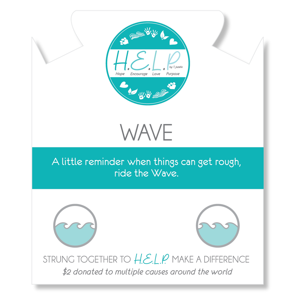 HELP by TJ Wave Enamel Charm with Aqua Cats Eye Charity Bracelet