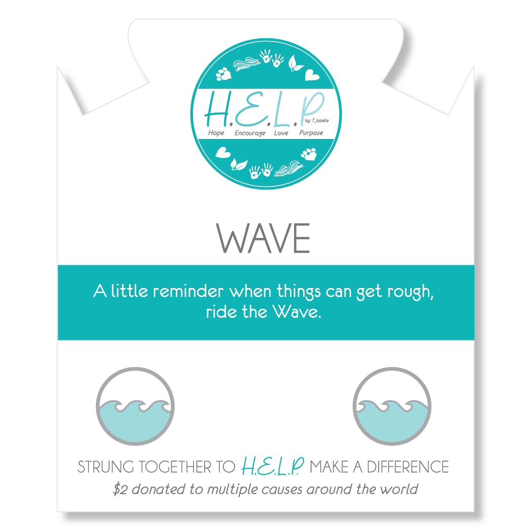 HELP by TJ Wave Enamel Charm with Azure Blue Jade Charity Bracelet