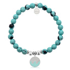 HELP by TJ Wave Enamel Charm with Blue Zebra Jade Charity Bracelet