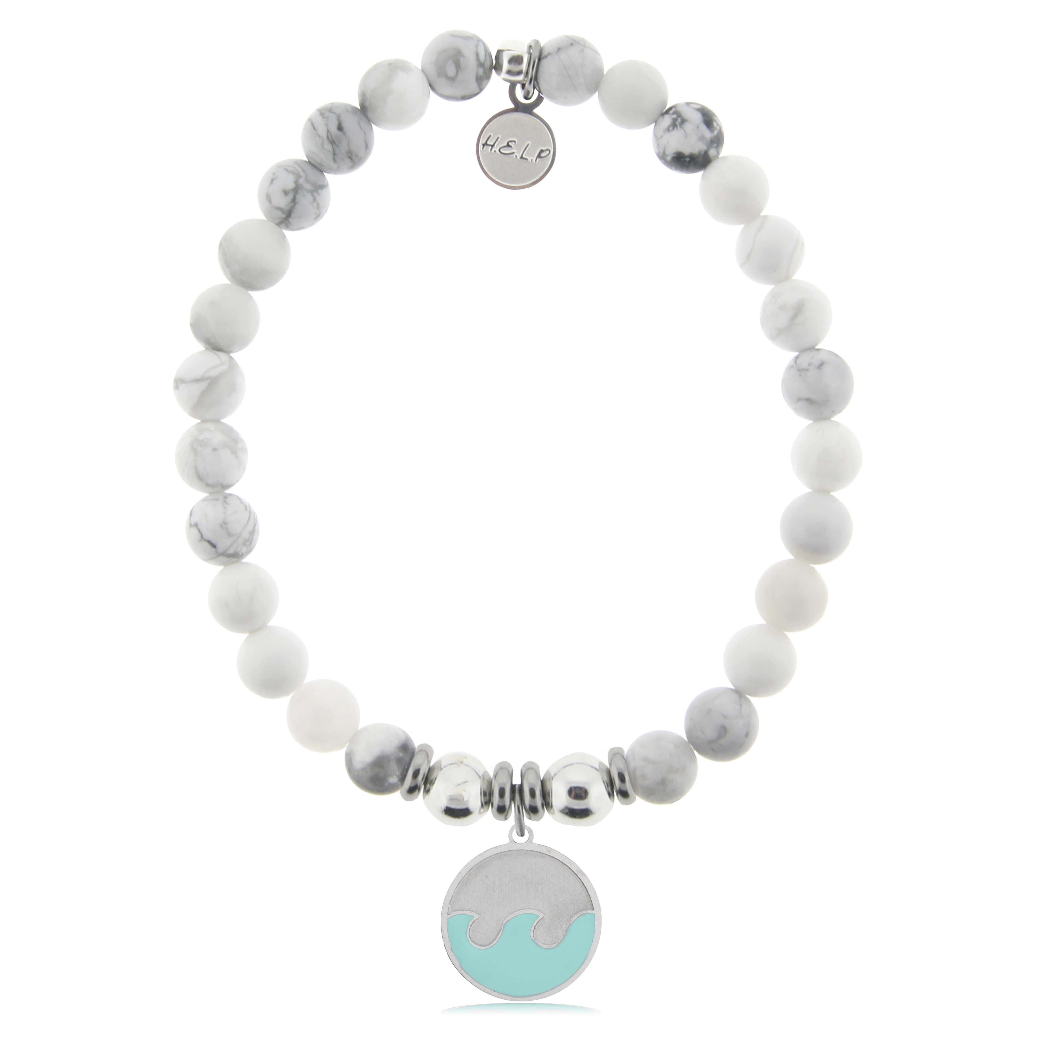 HELP by TJ Wave Enamel Charm with Howlite Charity Bracelet