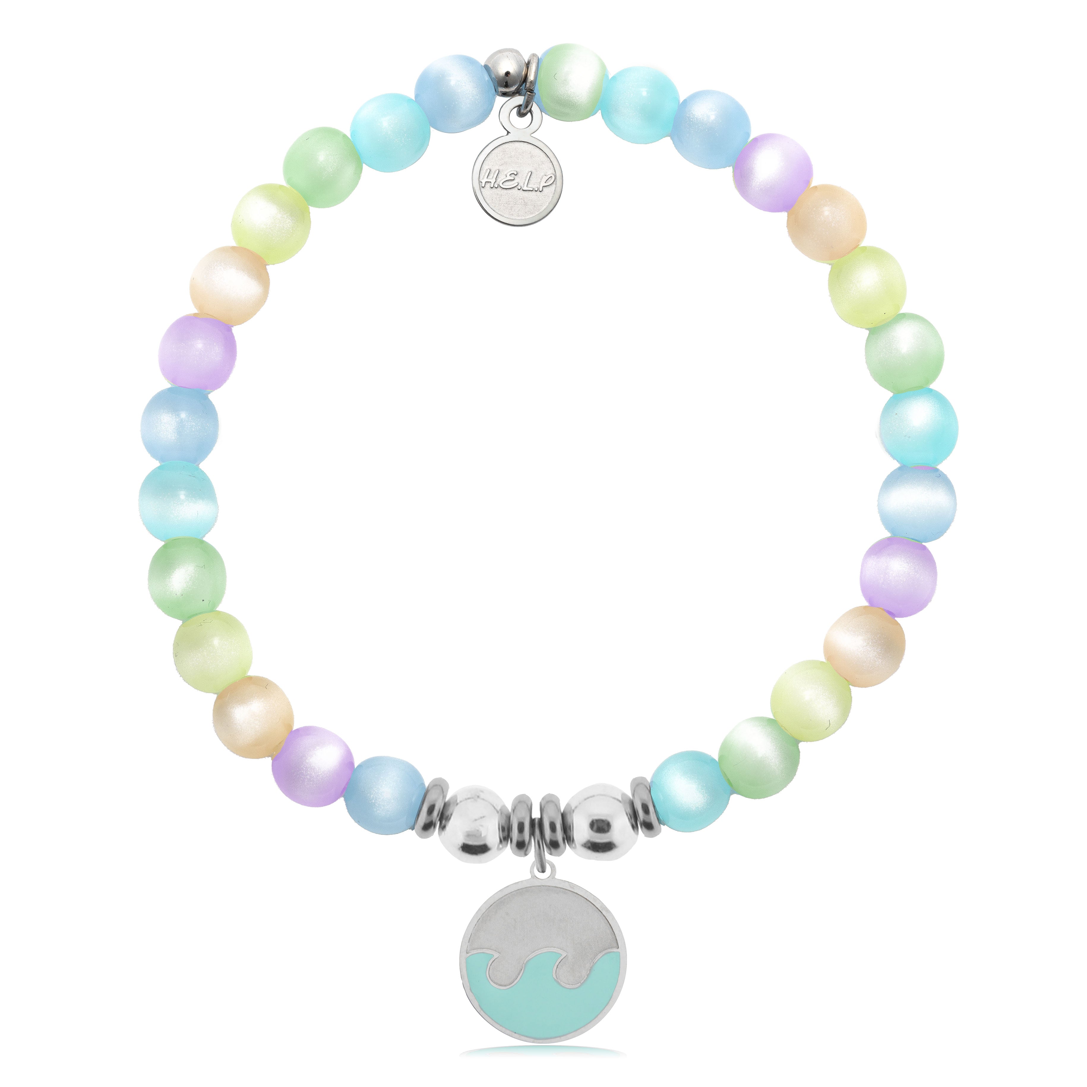 HELP by TJ Wave Enamel Charm with Multi Selenite Charity Bracelet