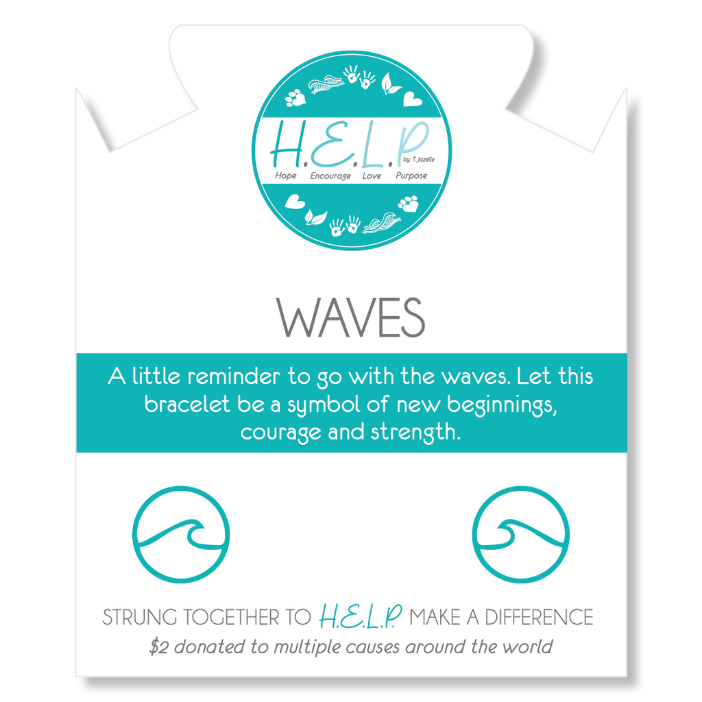 HELP by TJ Waves Charm with Green Howlite Charity Bracelet