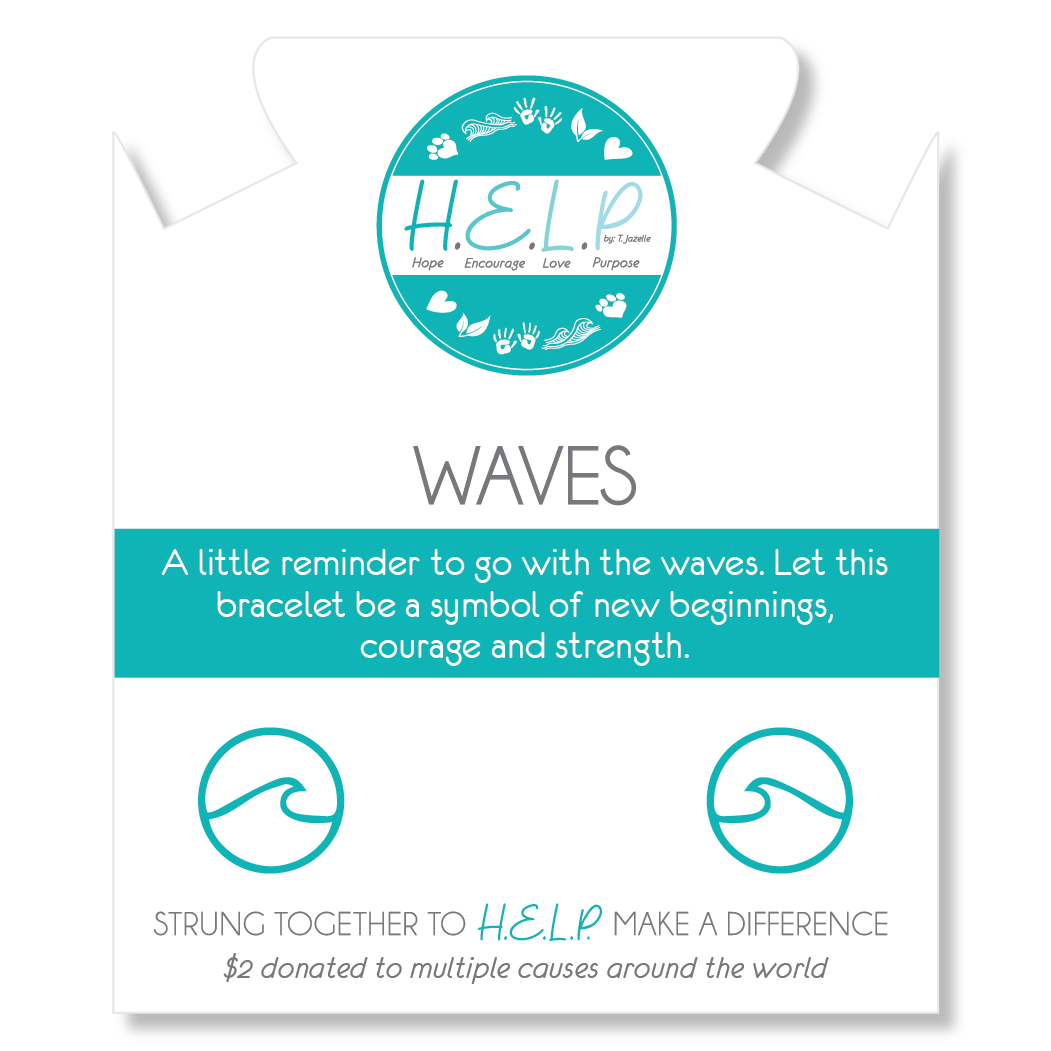 HELP by TJ Waves Cutout Charm with Azure Blue Jade Charity Bracelet