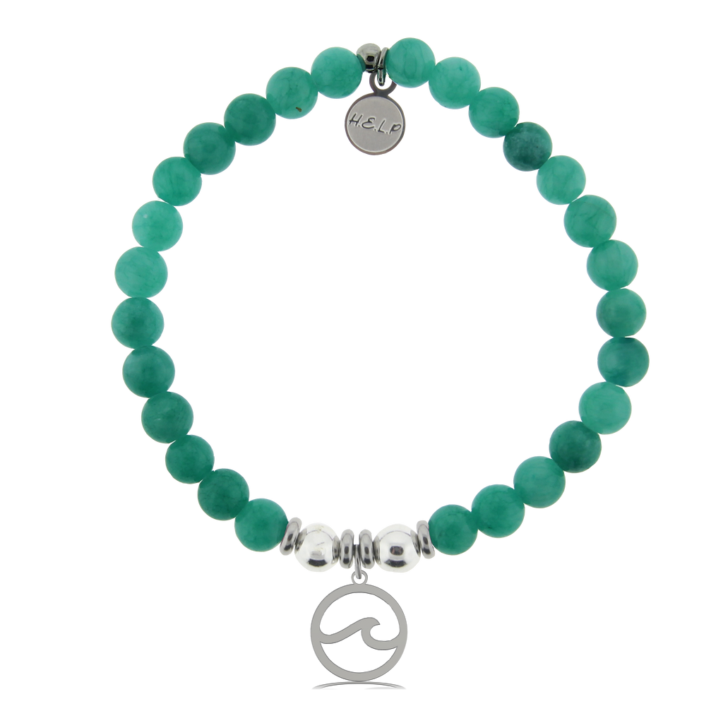 HELP by TJ Waves Cutout Charm with Caribbean Jade Charity Bracelet