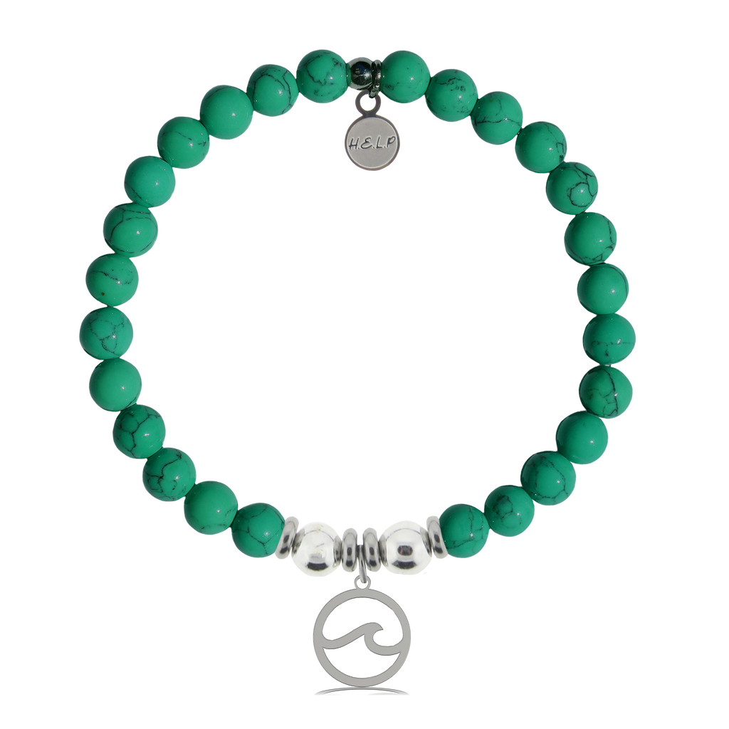 HELP by TJ Waves Cutout Charm with Green Howlite Charity Bracelet