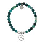 HELP by TJ Waves Cutout Charm with Green Stripe Agate Charity Bracelet