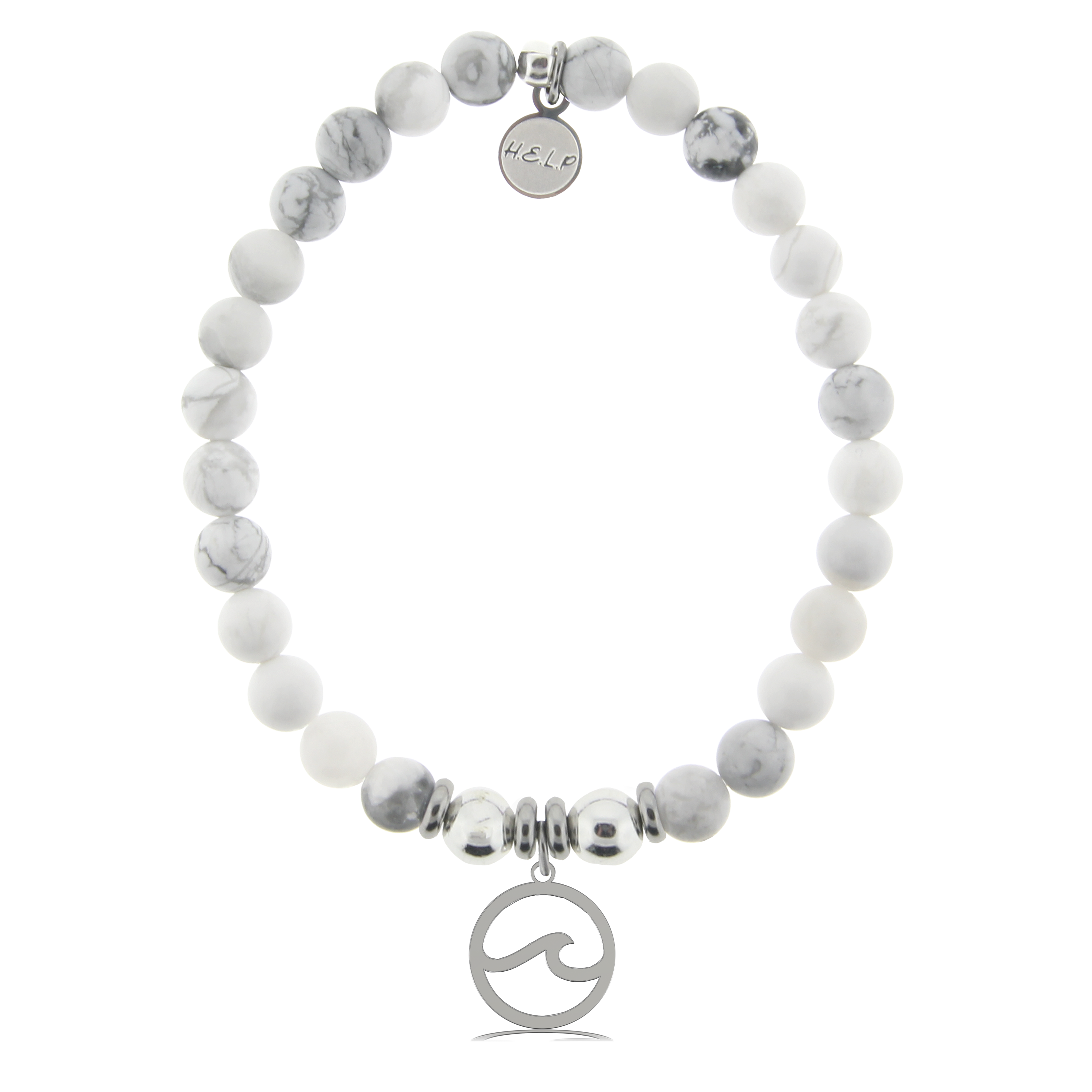 HELP by TJ Waves Cutout Charm with Howlite Charity Bracelet