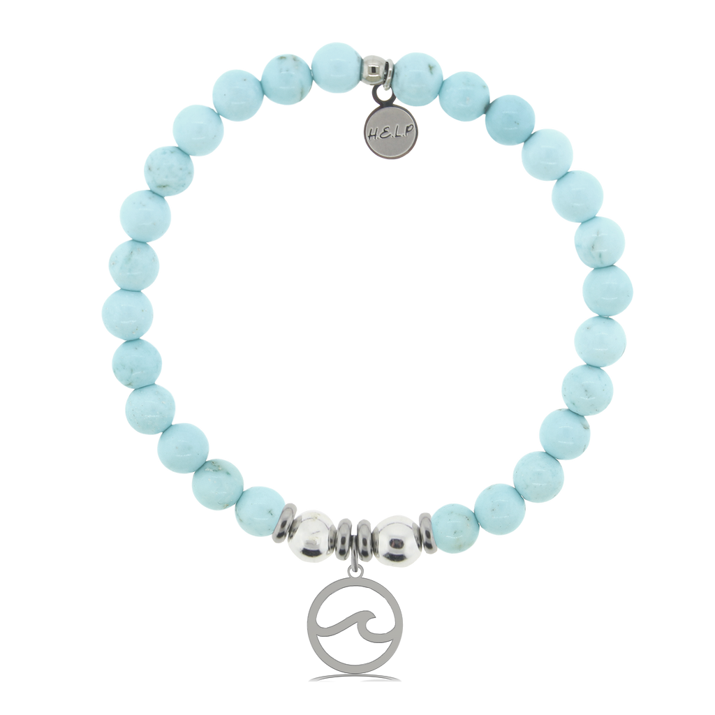 HELP by TJ Waves Cutout Charm with Larimar Magnesite Charity Bracelet