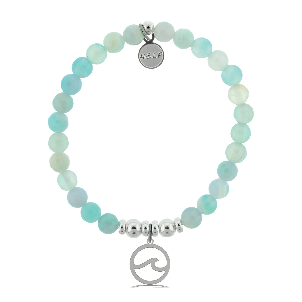 HELP by TJ Waves Cutout Charm with Light Blue Agate Charity Bracelet