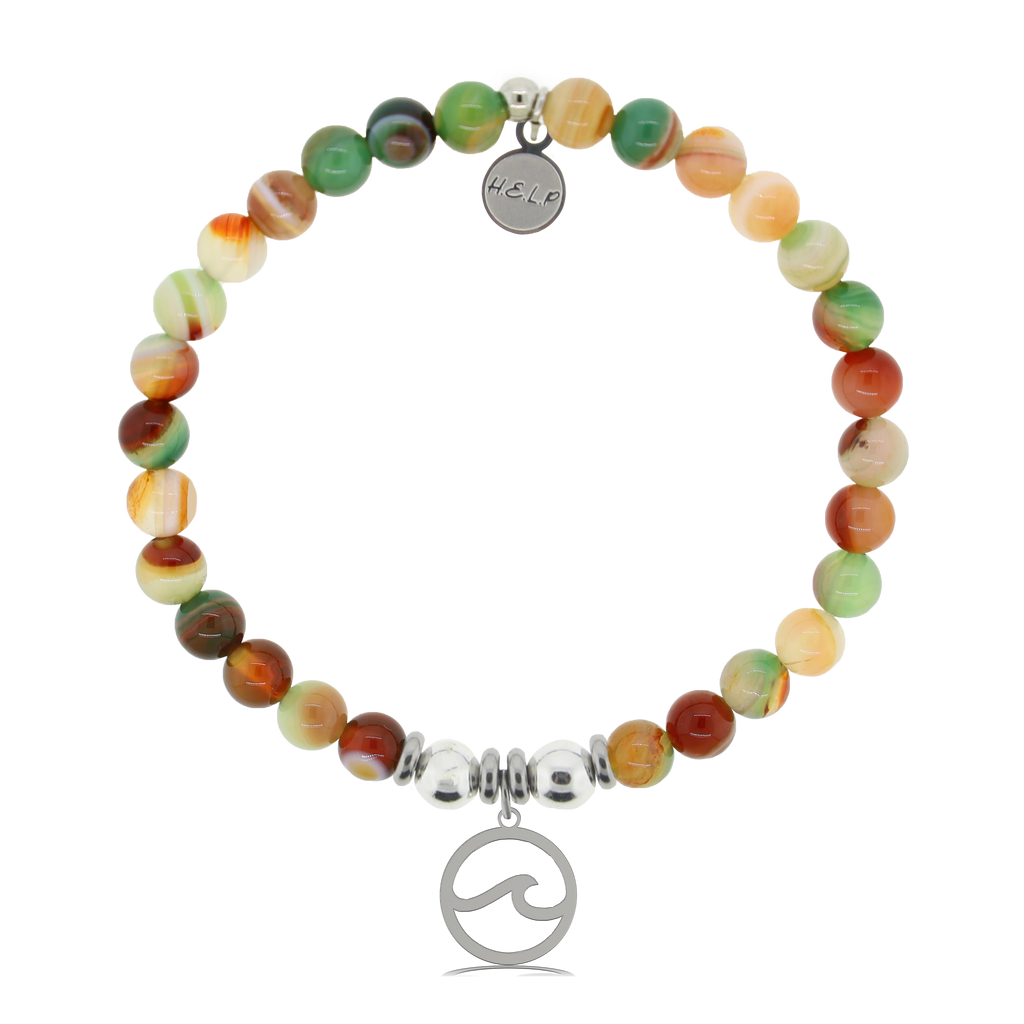 HELP by TJ Waves Cutout Charm with Multi Agate Charity Bracelet