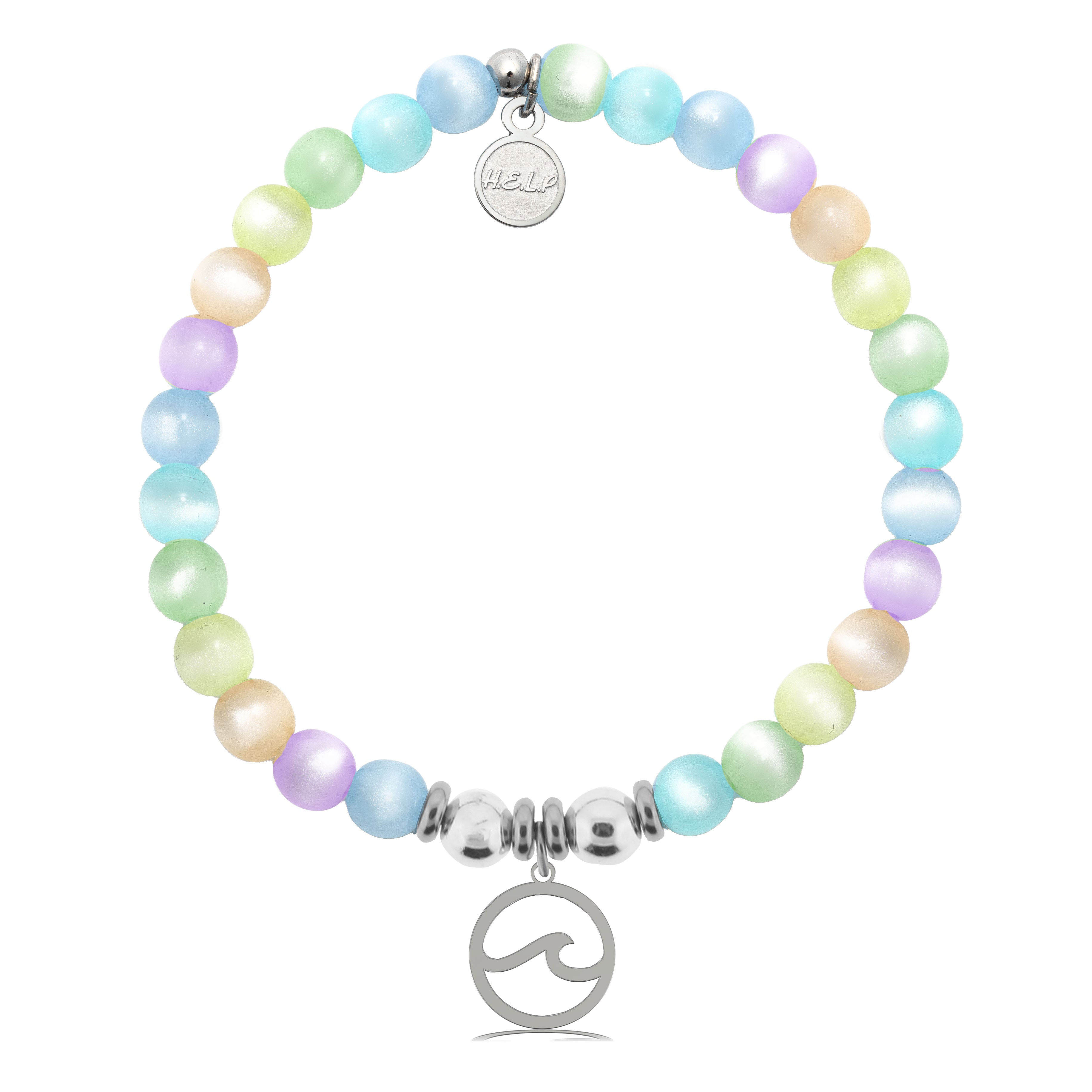 HELP by TJ Waves Cutout Charm with Multi Selenite Charity Bracelet