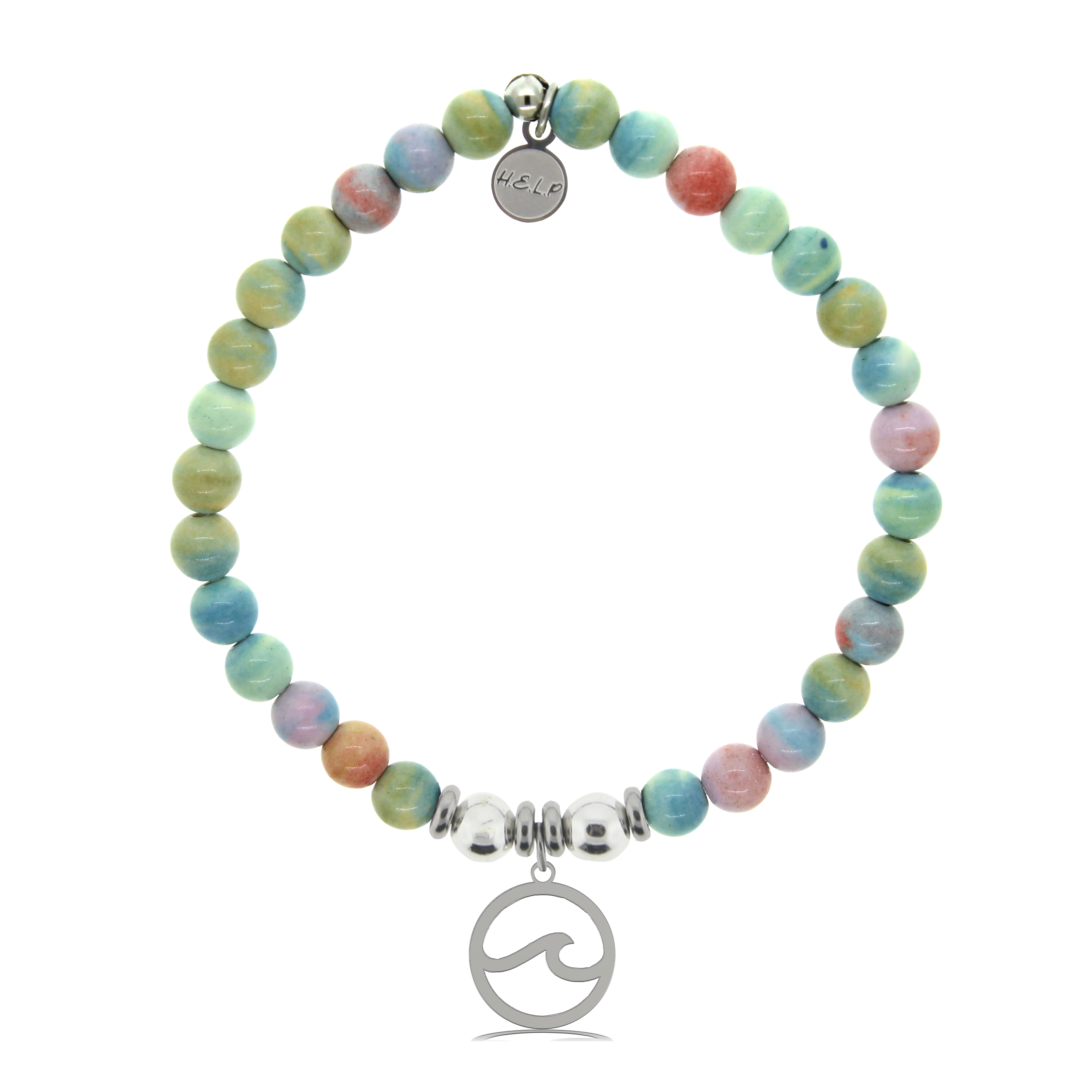 HELP by TJ Waves Cutout Charm with Pastel Jade Charity Bracelet