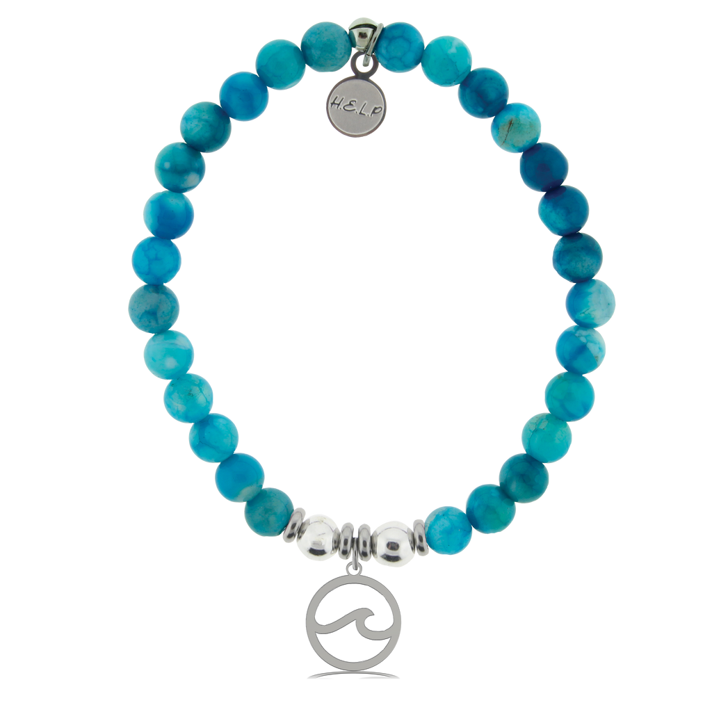 HELP by TJ Waves Cutout Charm with Tropic Blue Agate Charity Bracelet