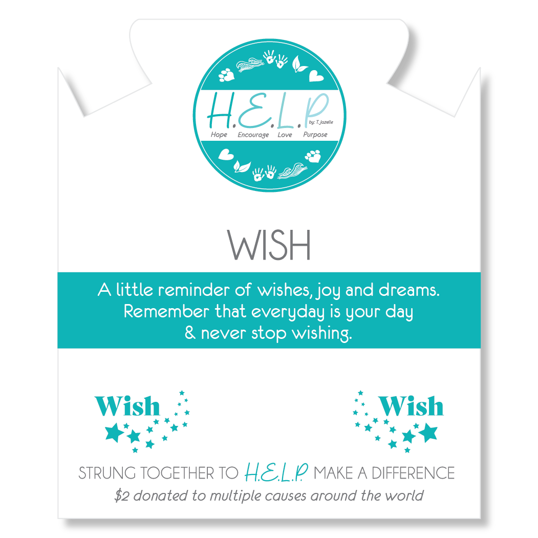 HELP by TJ Wish Charm with Blue Glass Shimmer Charity Bracelet