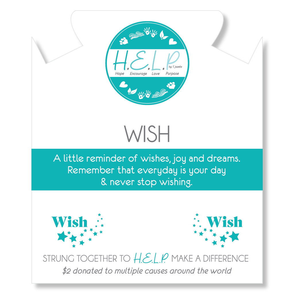 HELP by TJ Wish Charm with Blue Glass Shimmer Charity Bracelet