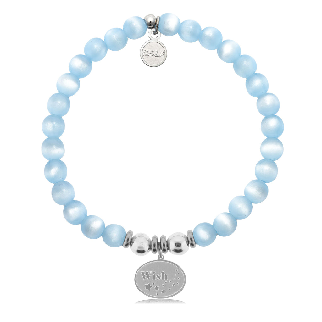 HELP by TJ Wish Charm with Blue Selenite Charity Bracelet