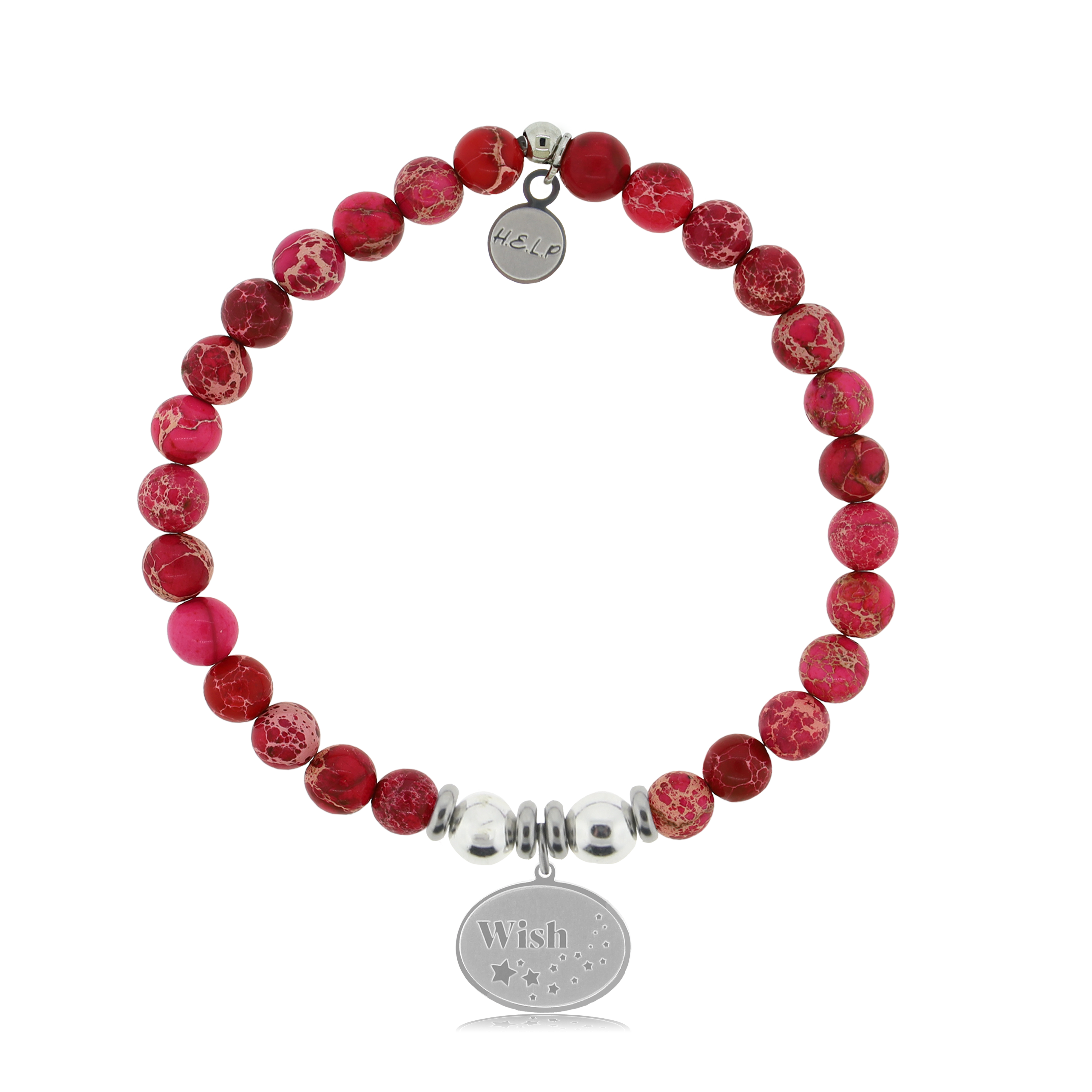 HELP by TJ Wish Charm with Cranberry Jasper Charity Bracelet