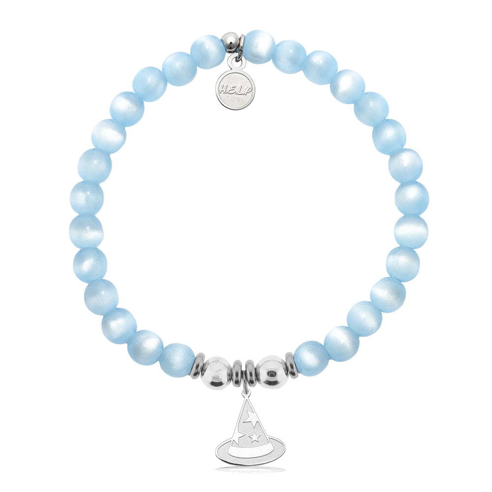 HELP by TJ Witch Hat Charm with Blue Selenite Charity Bracelet