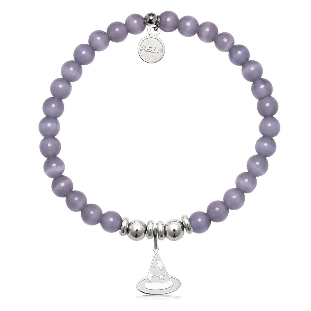 HELP by TJ Witch Hat Charm with Purple Cats Eye Charity Bracelet