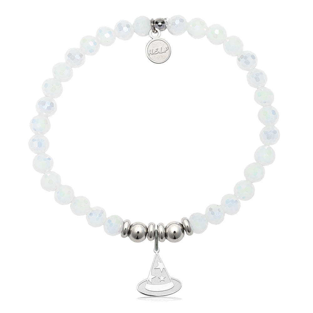HELP by TJ Witch Hat Charm with White Crystal Charity Bracelet