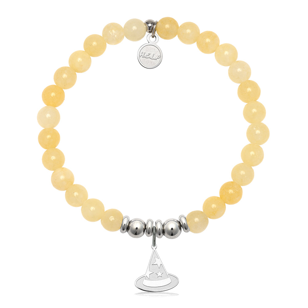 HELP by TJ Witch Hat Charm with Yellow Jade Charity Bracelet