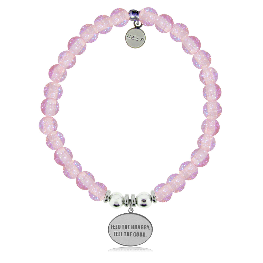HELP by TJ World Central Kitchen Charm with Pink Glass Shimmer Bracelet