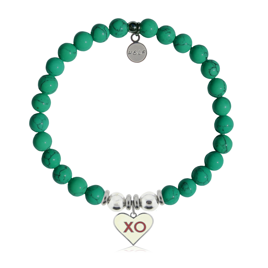 HELP by TJ XO Charm with Green Howlite Charity Bracelet