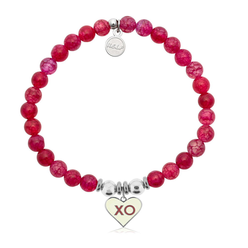 HELP by TJ XO Charm with Red Fire Agate Charity Bracelet