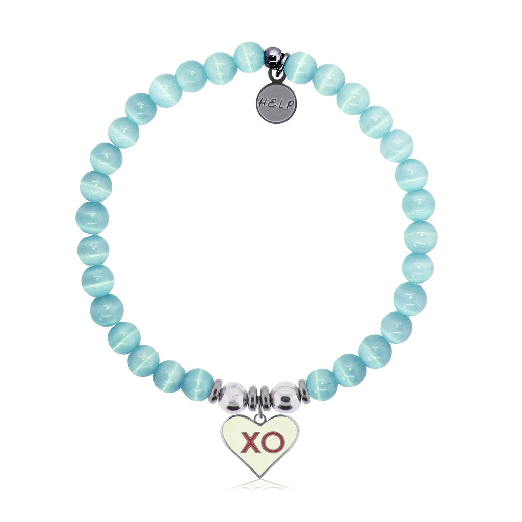 HELP by TJ XO with Aqua Cats Eye Charity Bracelet