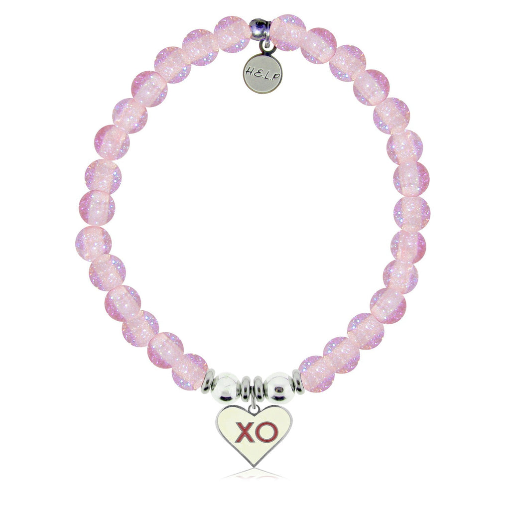 HELP by TJ XO with Pink Glass Shimmer Charity Bracelet