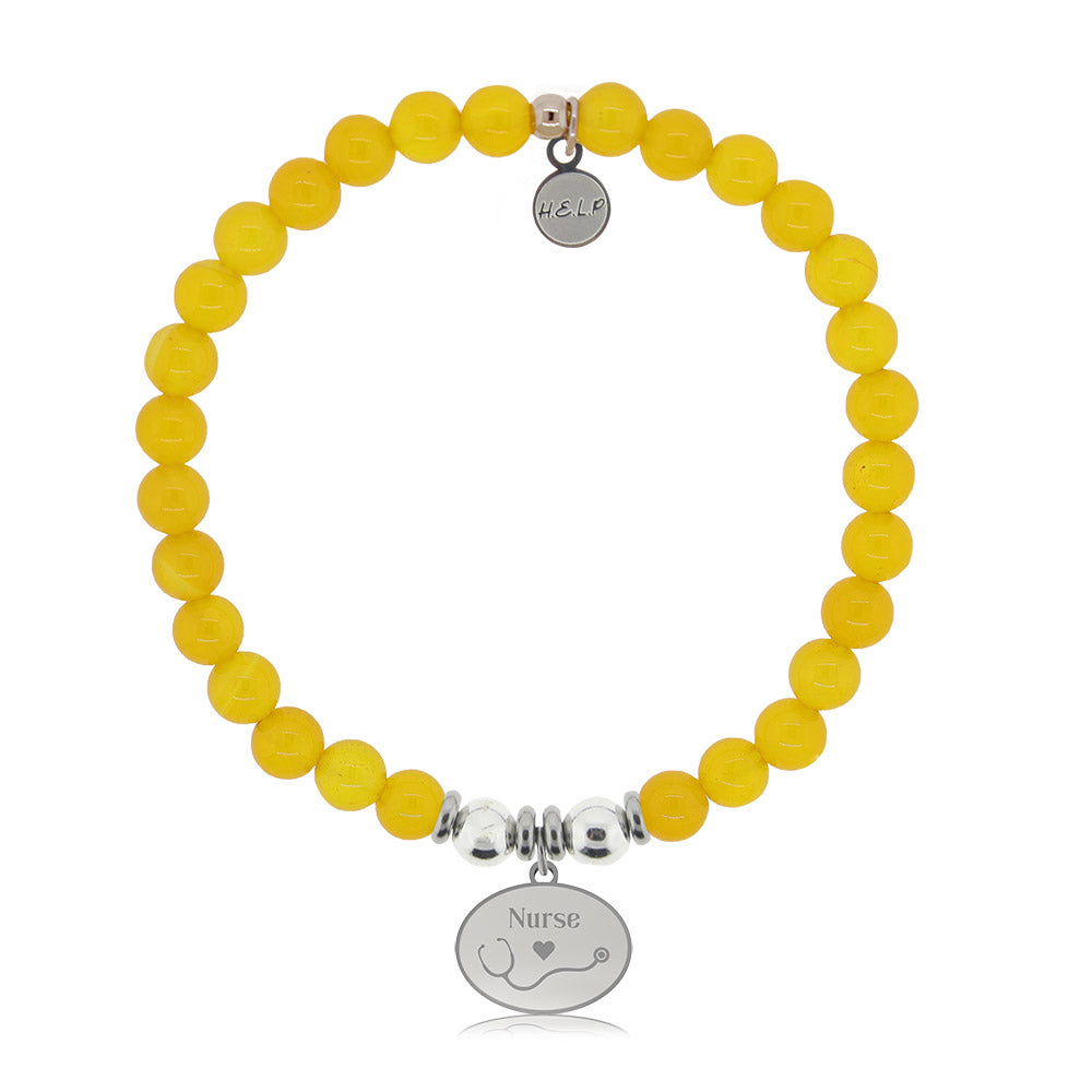 HELP by TJ Nurse Charm with Yellow Jade Charity Bracelet
