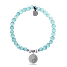 HELP by TJ Yin Yang Charm with Aqua Cats Eye Charity Bracelet