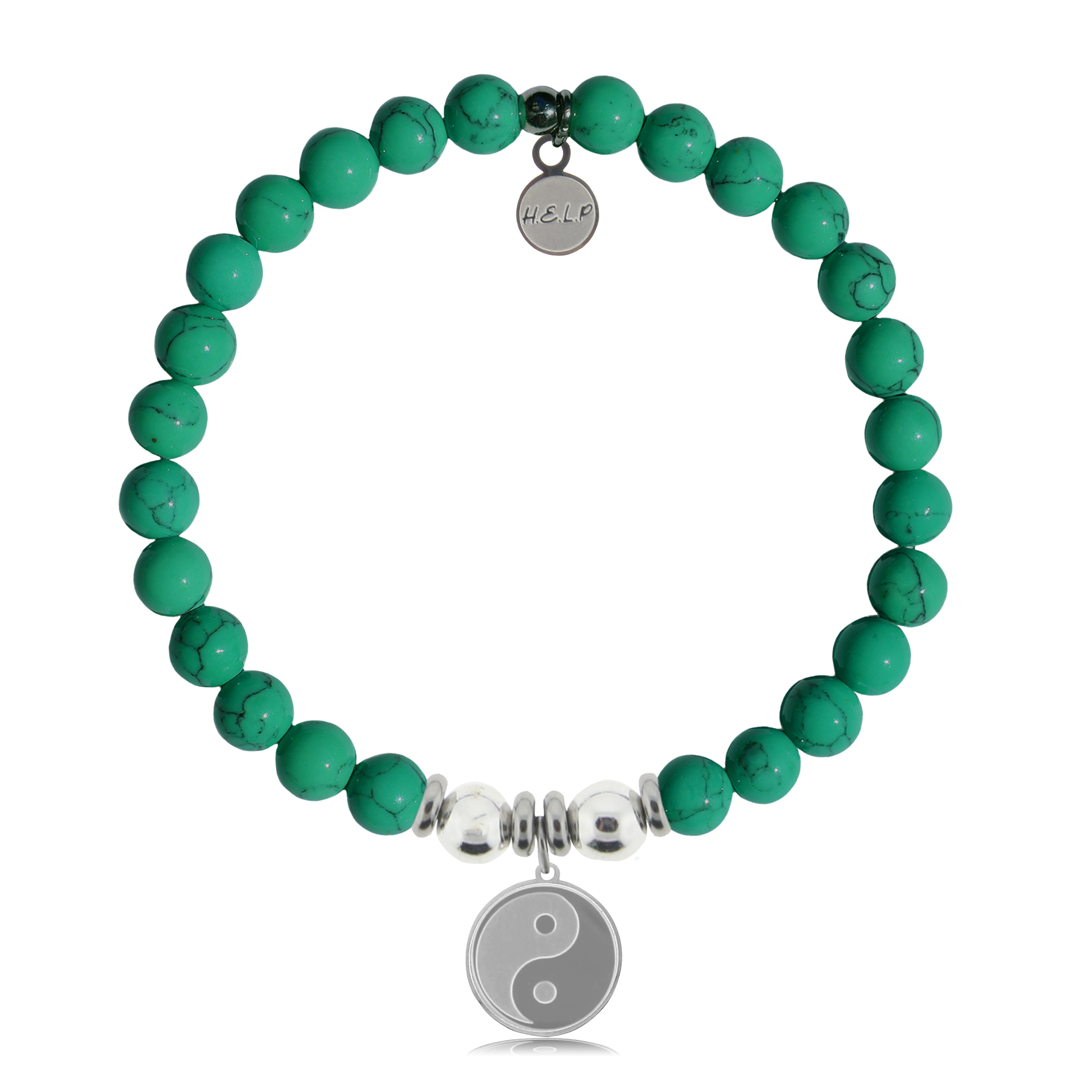 HELP by TJ Yin Yang Charm with Green Howlite Charity Bracelet