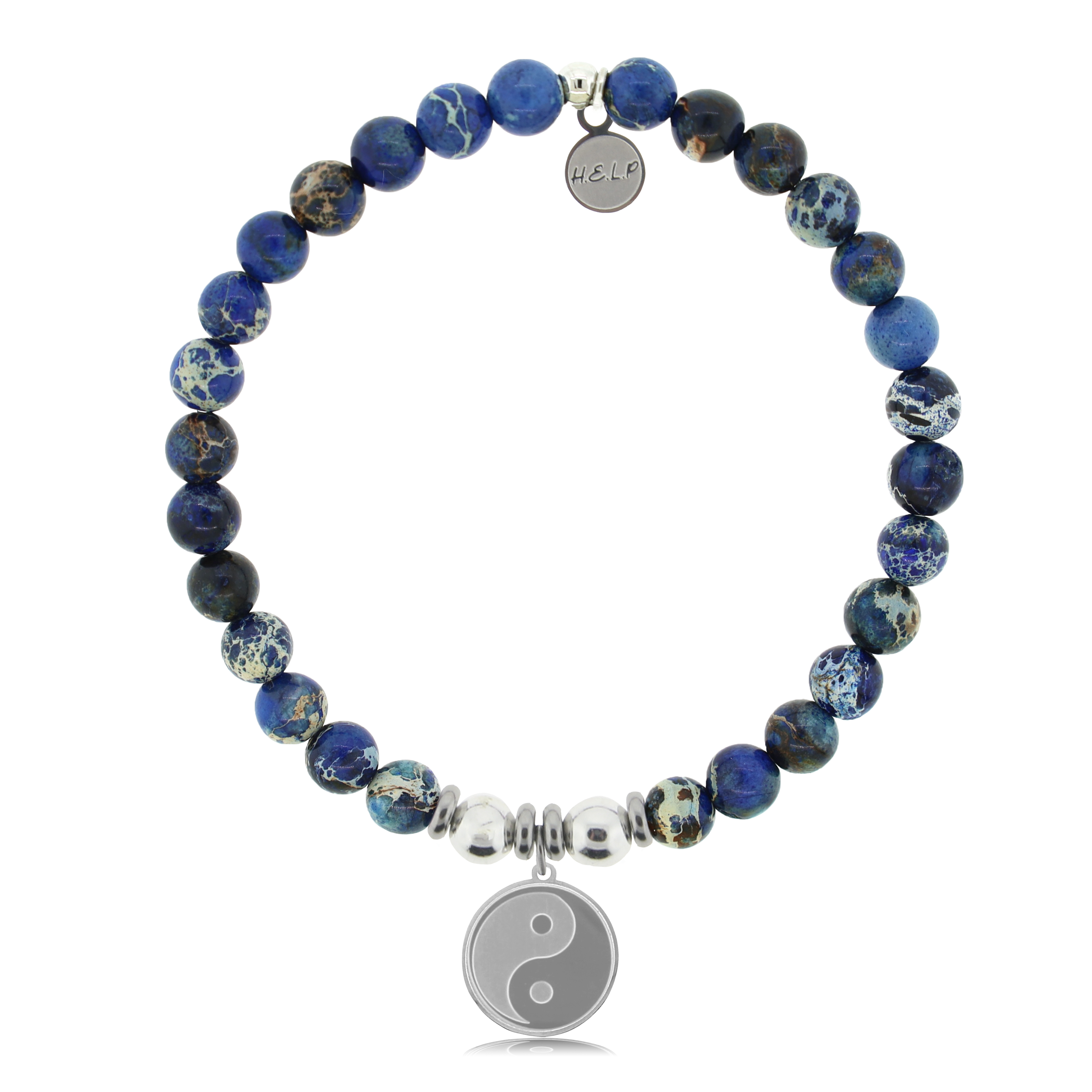 HELP by TJ Yin Yang with Royal Blue Jasper Charity Bracelet