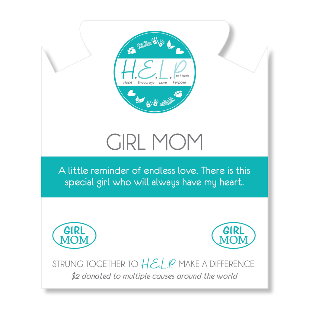 HELP by TJ Girl Mom Charm with Grey Opalescent Charity Bracelet