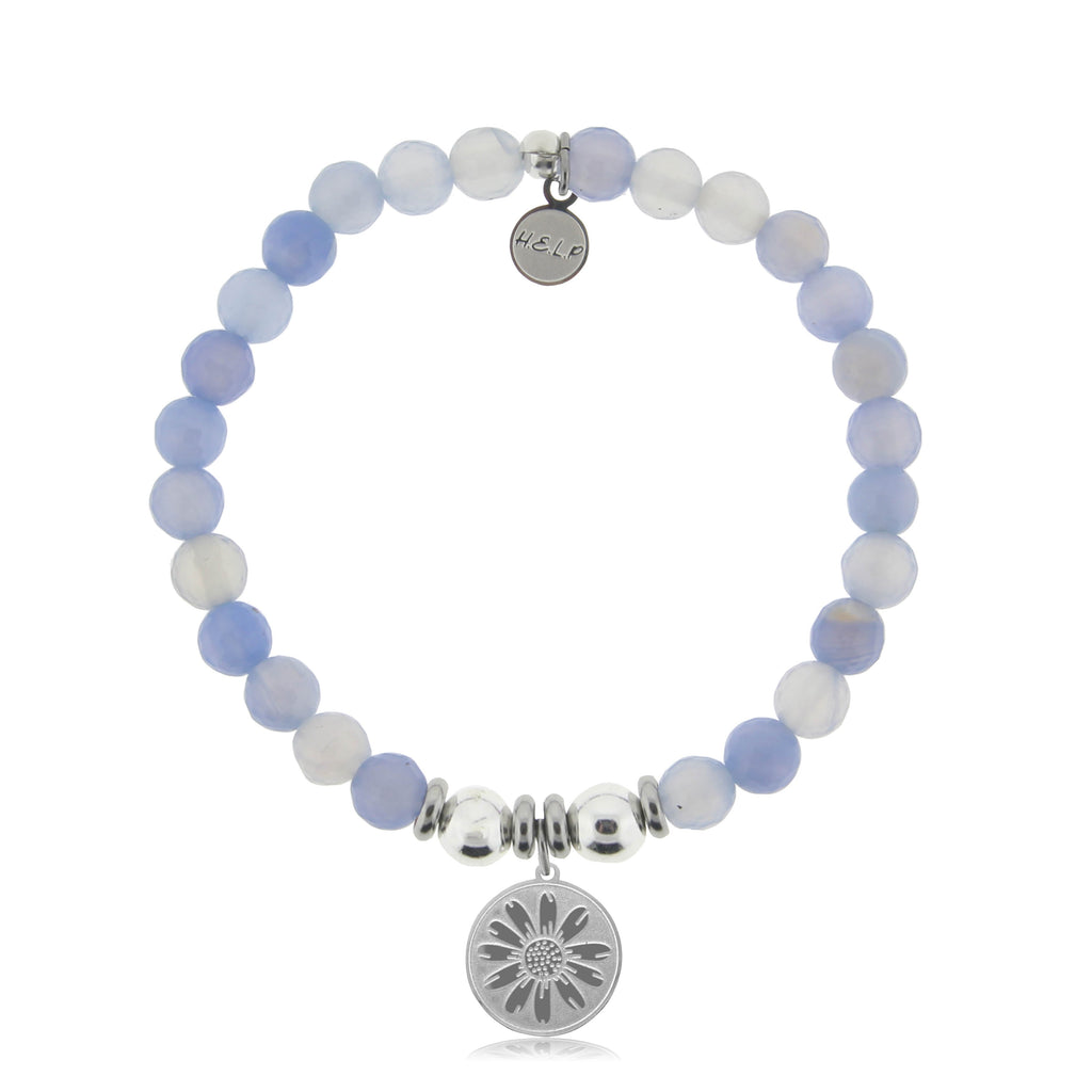 HELP by TJ Daisy Charm with Sky Blue Agate Charity Bracelet