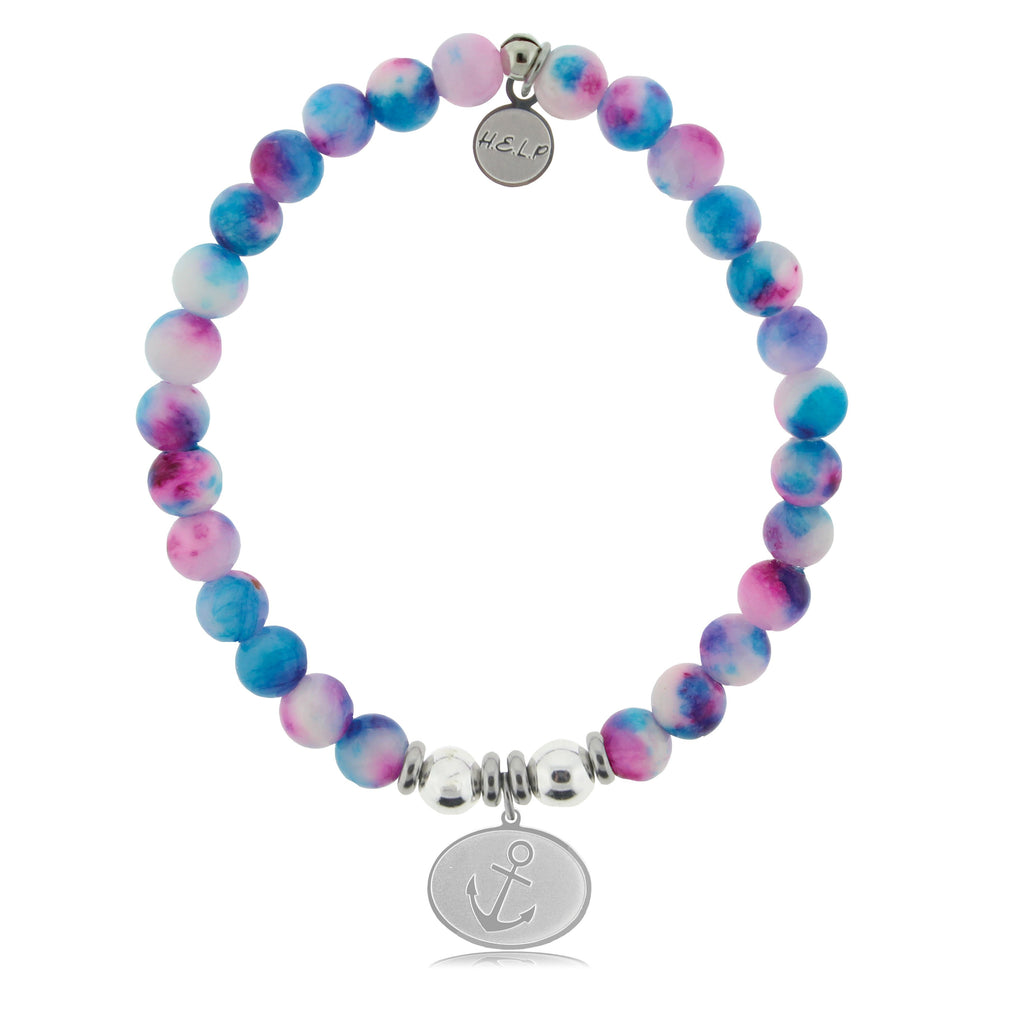HELP by TJ Anchor Charm with Cotton Candy Jade Beads Charity Bracelet