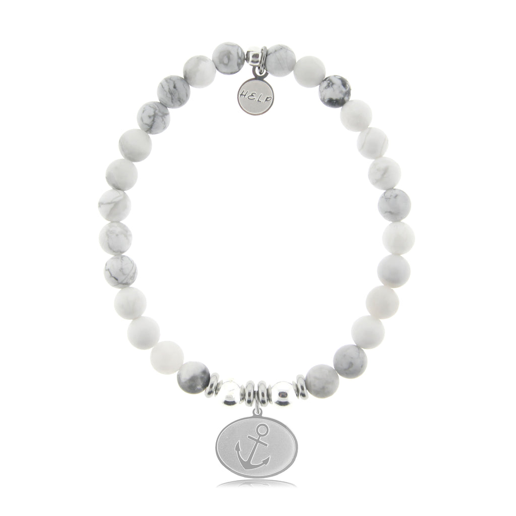 HELP by TJ Anchor Charm with Howlite Beads Charity Bracelet