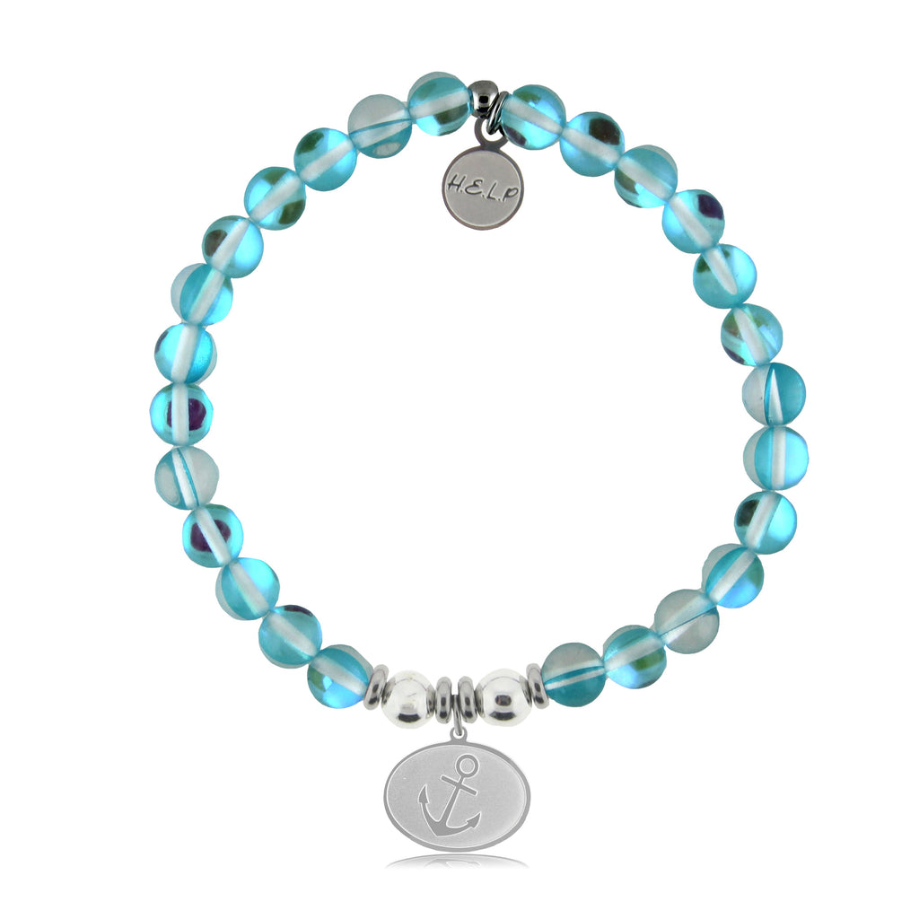 HELP by TJ Anchor Charm with Light Blue Opalescent Charity Bracelet