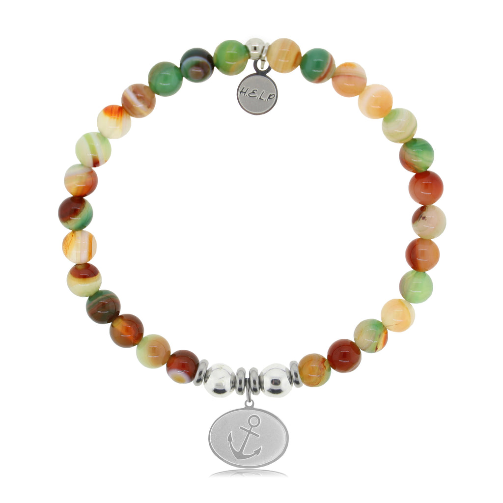 HELP by TJ Anchor Charm with Multi Agate Charity Bracelet