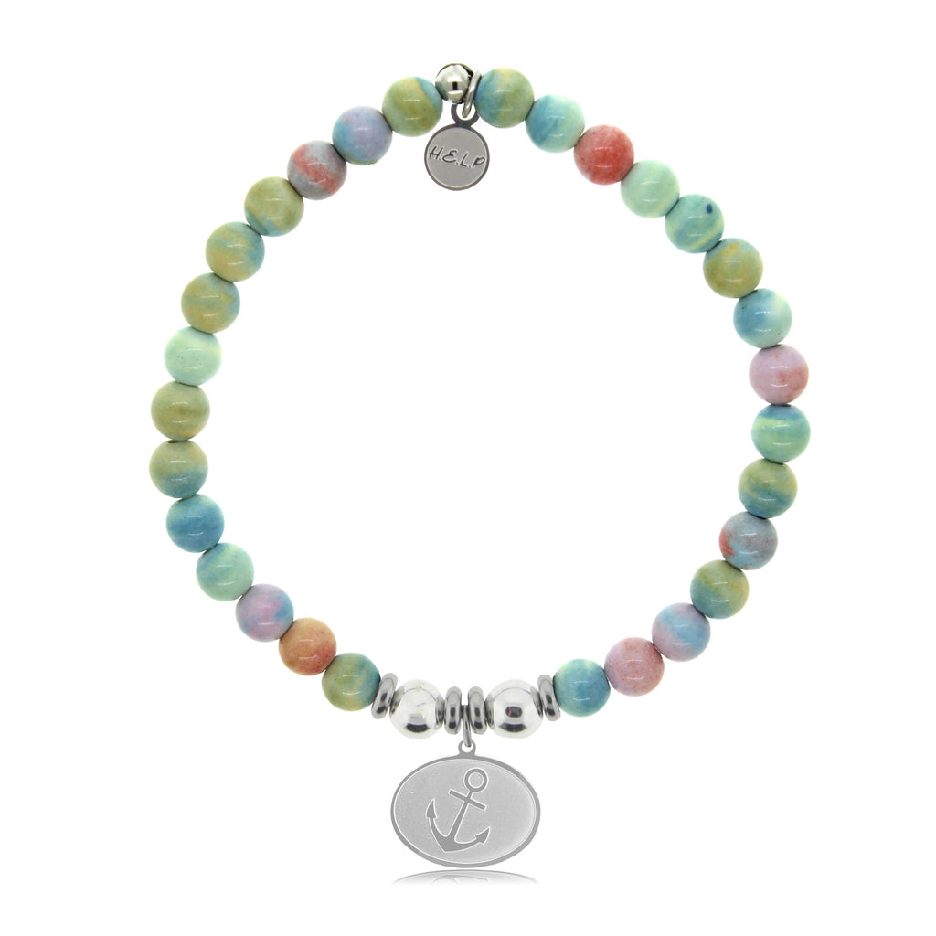 HELP by TJ Anchor Charm with Pastel Jade Charity Bracelet