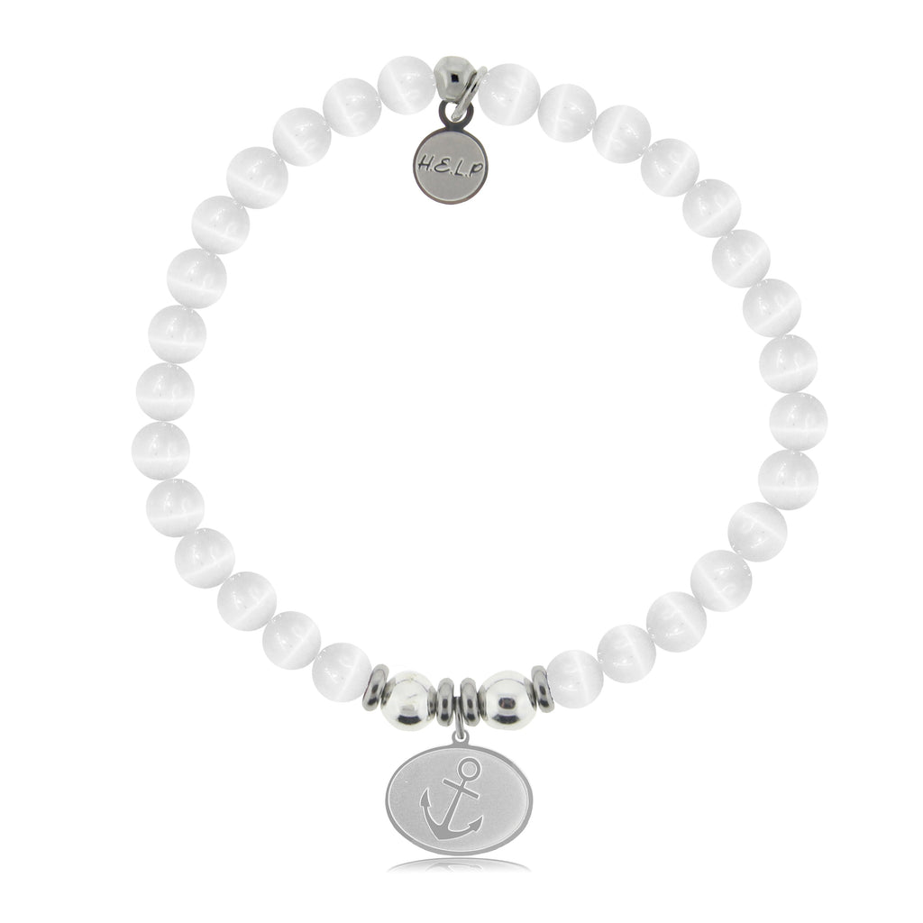 HELP by TJ Anchor Charm with White Cats Eye Charity Bracelet