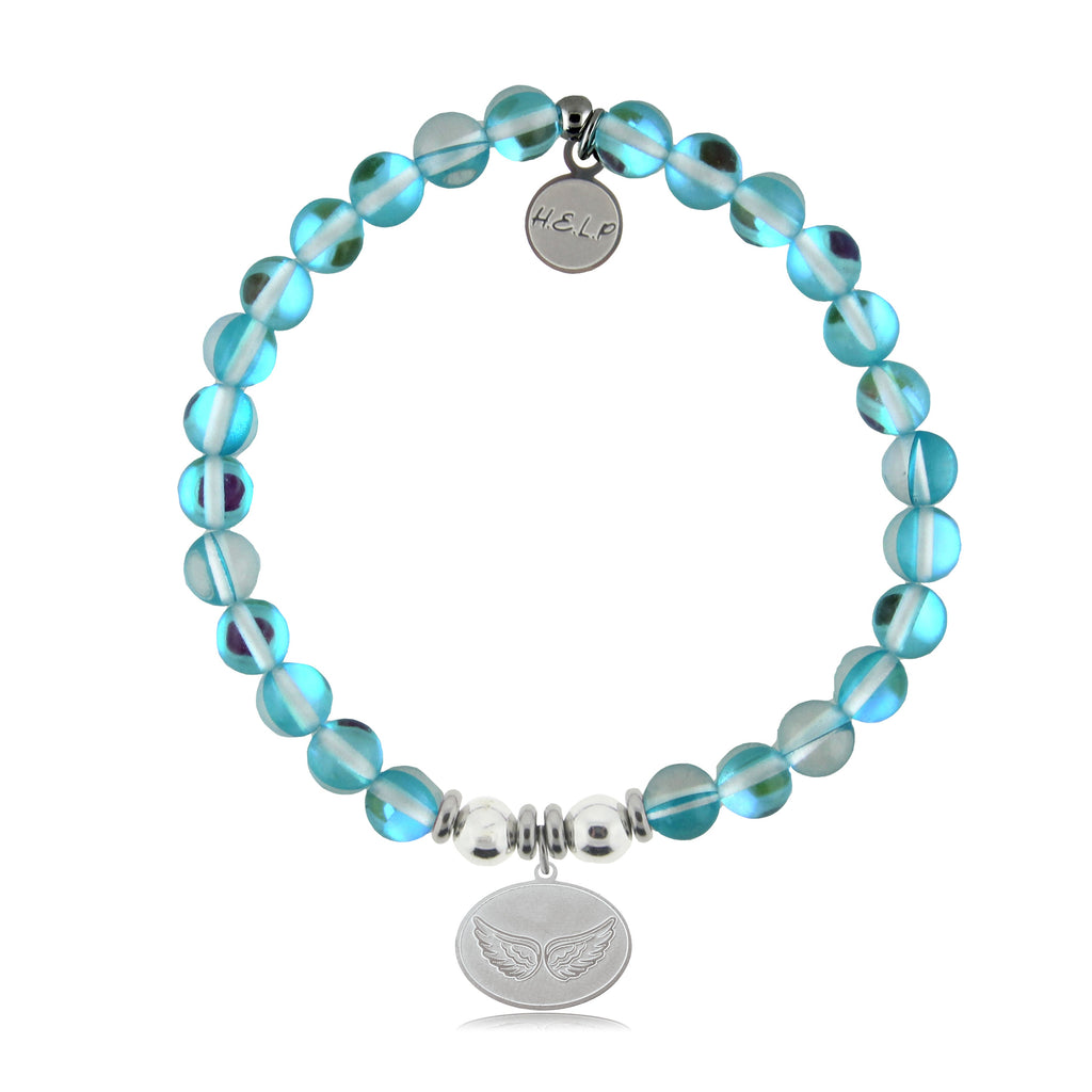 HELP by TJ Angel Wing Charm with Light Blue Opalescent Charity Bracelet