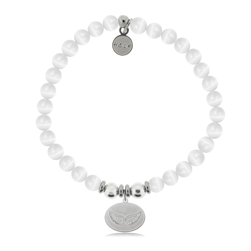 HELP by TJ Angel Wing Charm with White Cats Eye Charity Bracelet